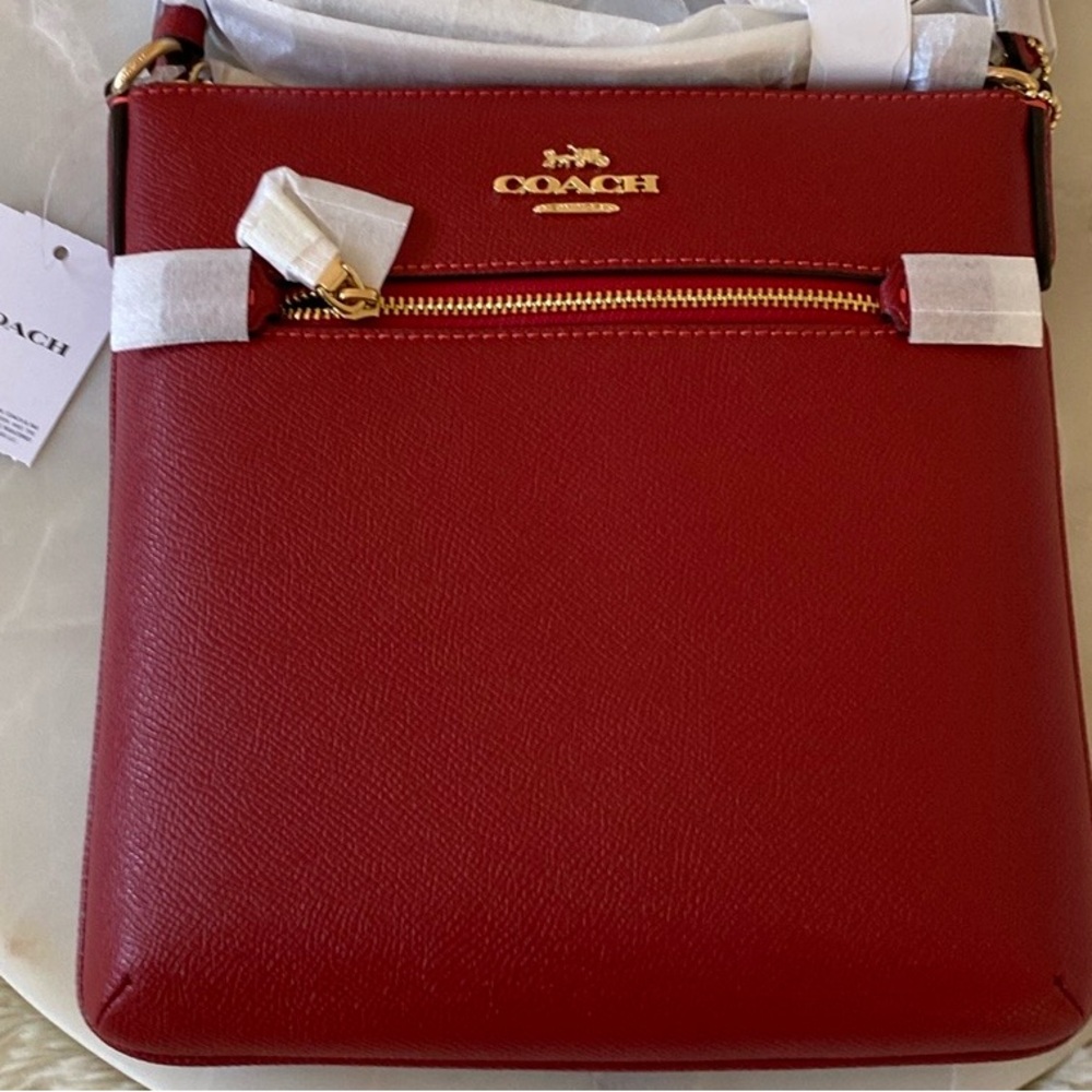 NWT Coach Red Crossbody Bag with Gold Accents - Picture 6 of 8